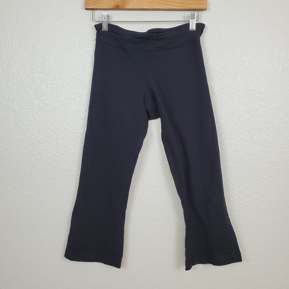 Lululemon Crop Flare Leggings Womens Size 4 Slit Black Stretch Yoga Workout Gym